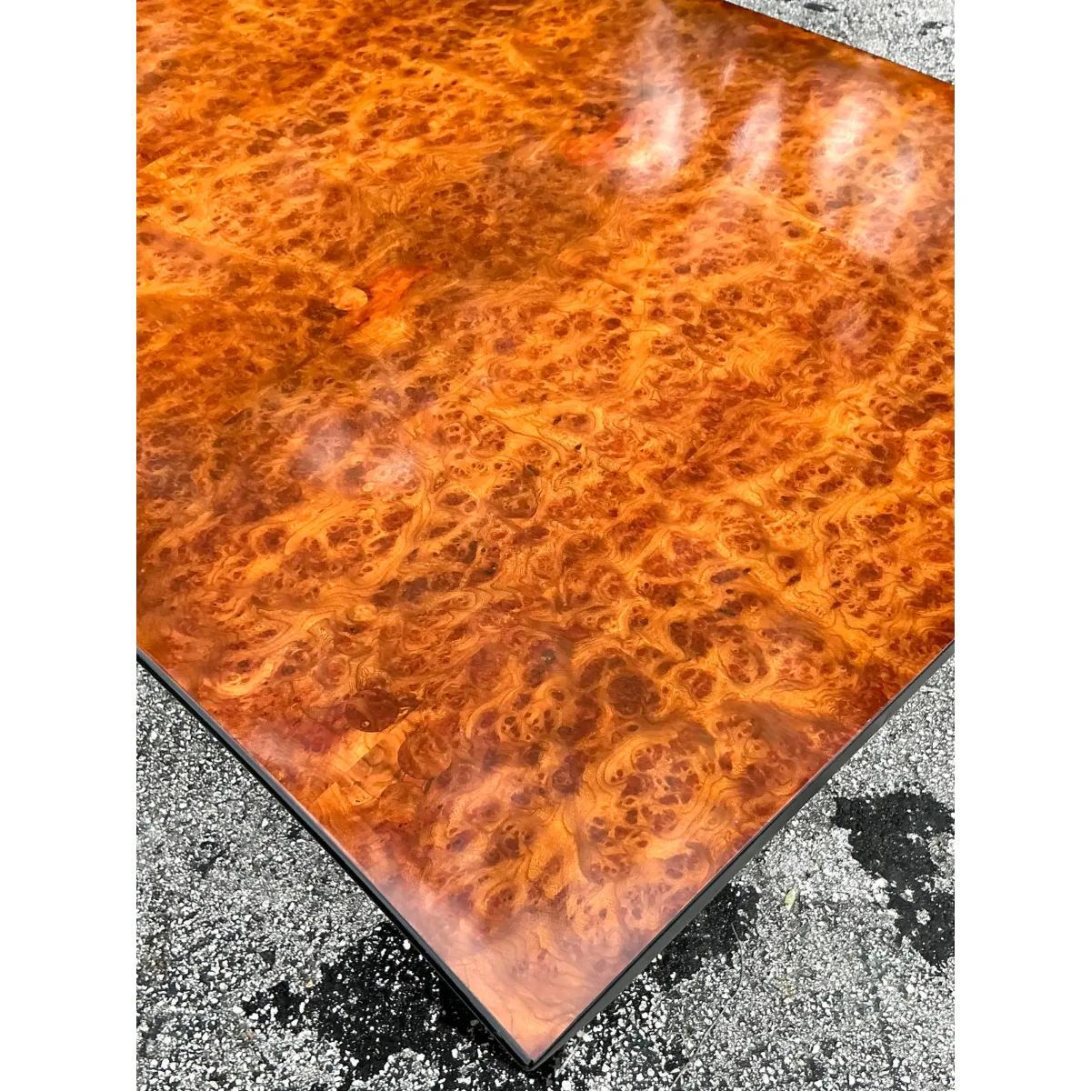 Modern Vintage Contemporary Cattelan Italia Burl Wood and Black Marble Desk