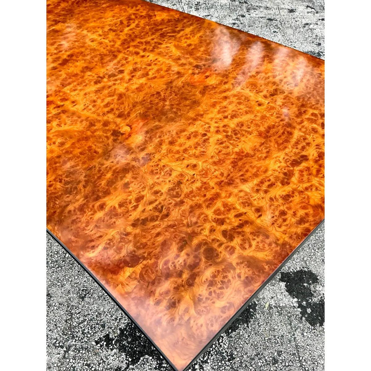 20th Century Vintage Contemporary Cattelan Italia Burl Wood and Black Marble Desk