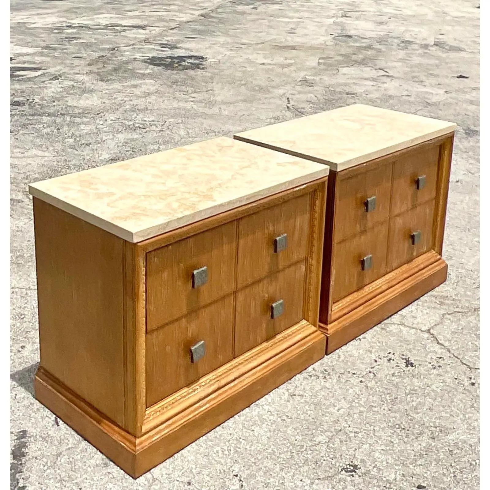 Vintage Contemporary Century Furniture Cerused Nightstands, a Pair 1