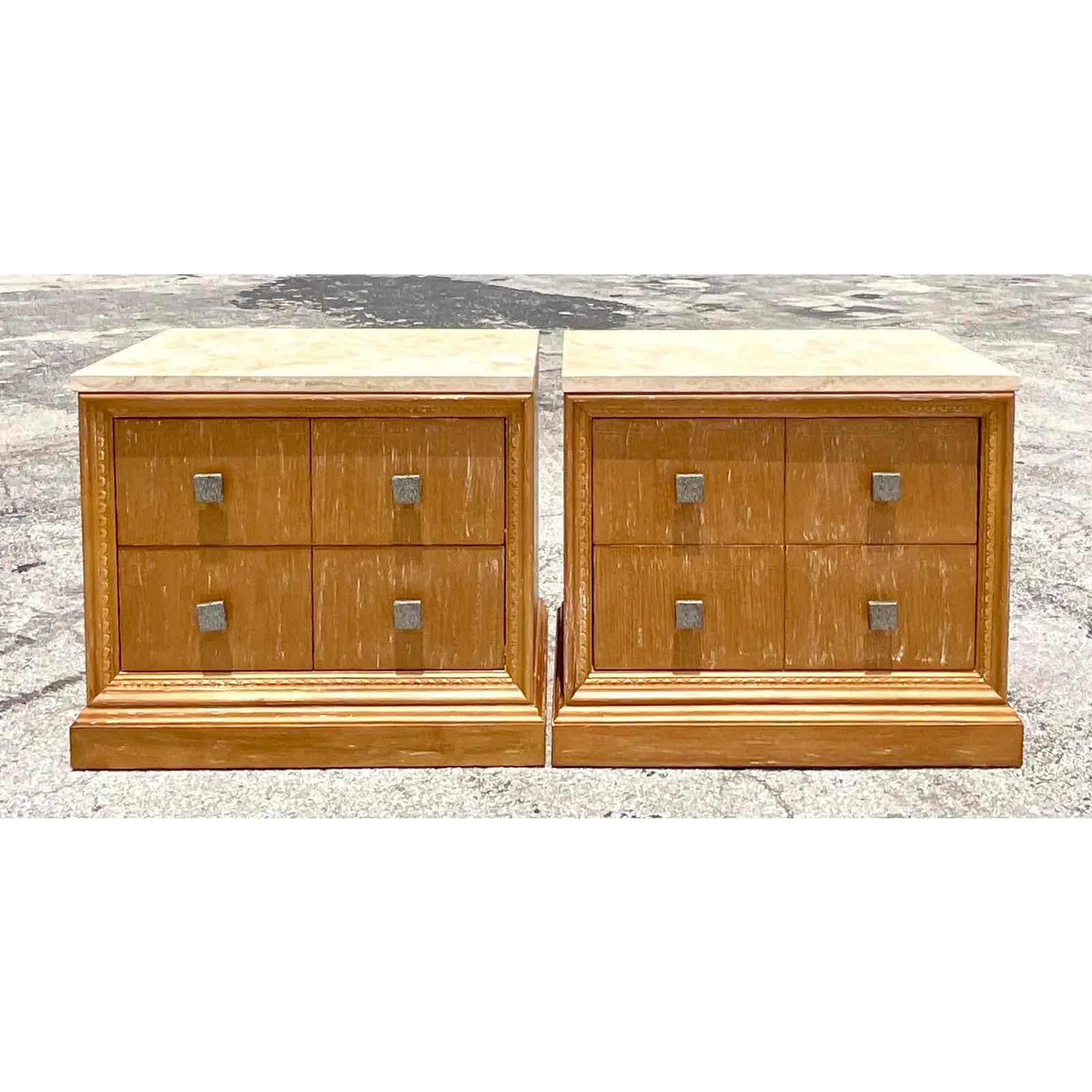 Vintage Contemporary Century Furniture Cerused Nightstands, a Pair 3