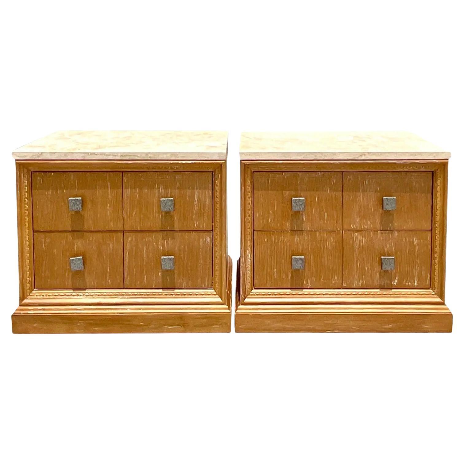 Vintage Contemporary Century Furniture Cerused Nightstands, a Pair