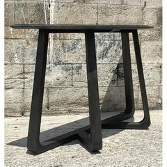 Vintage Contemporary Cerused Black Demilune Console Table