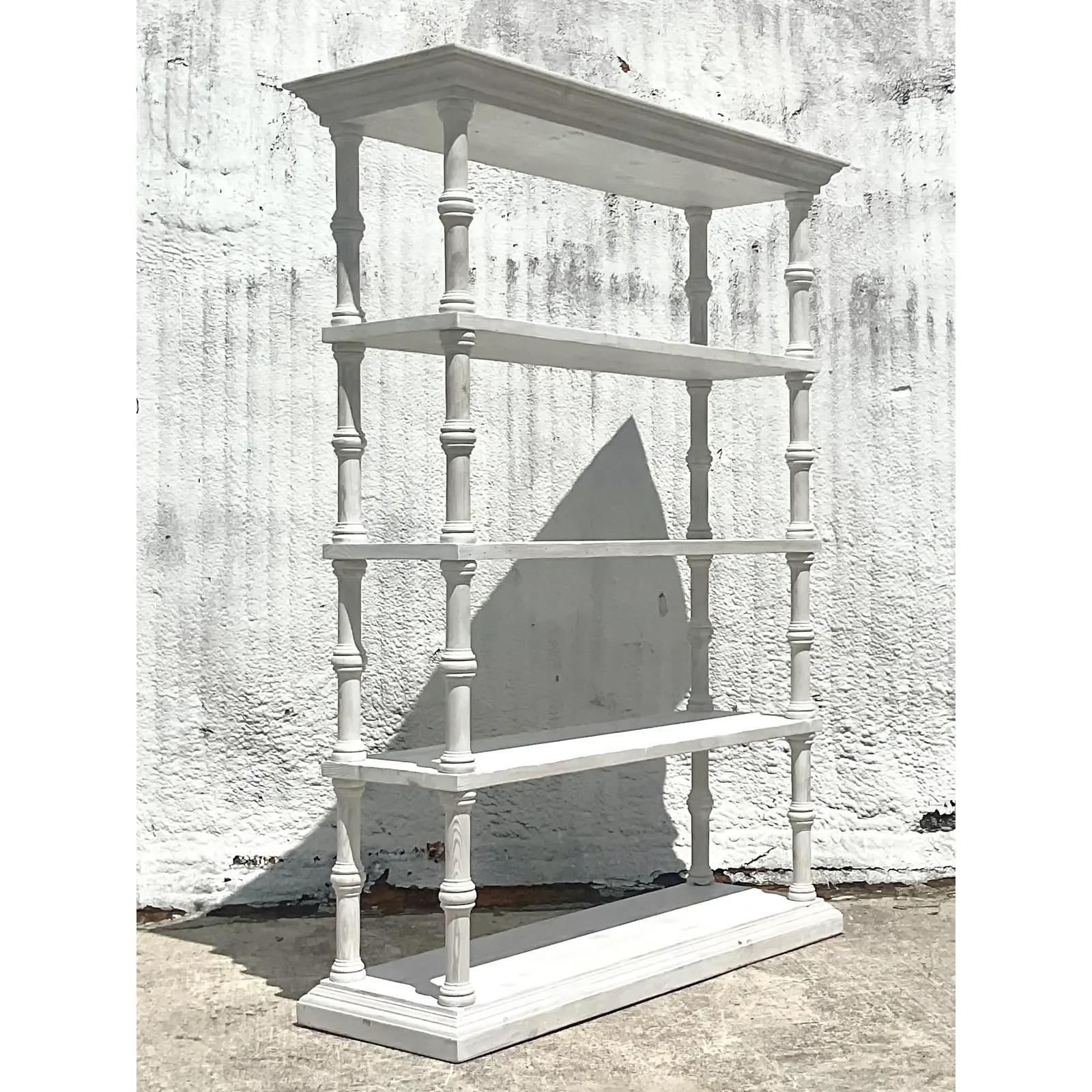 Vintage Contemporary Cerused Wood Etagere In Good Condition In west palm beach, FL