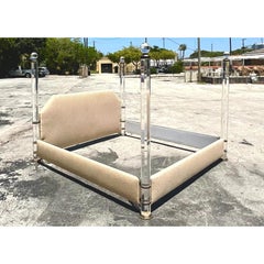 Vintage Contemporary Charles Hollis Jones Lucite King Poster Bed