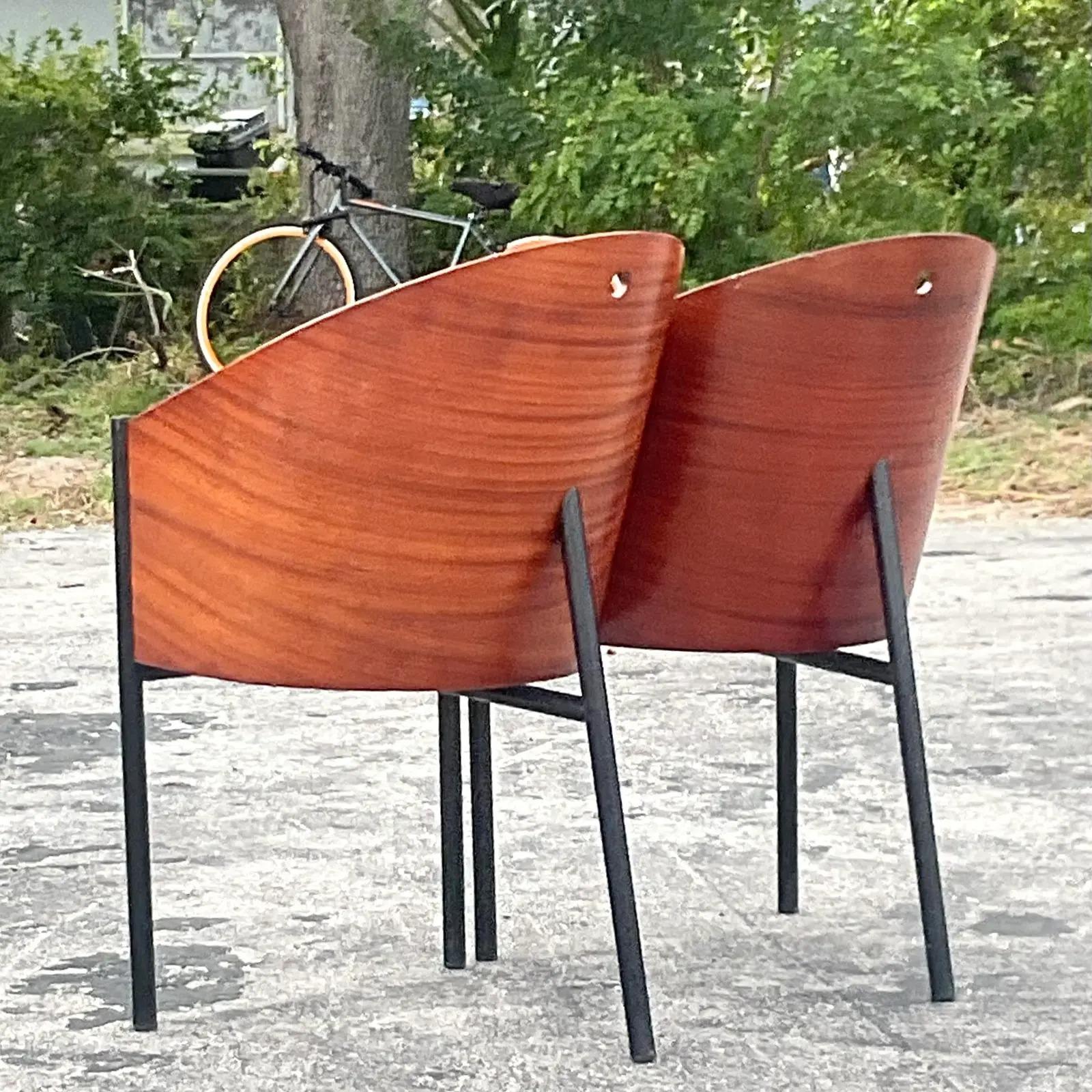 Vintage Contemporary Coates Mahogany Dining Chair After Phillipe Starck - a Pair 2