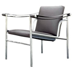 Vintage Contemporary Corbusier for Cassina Lc1 Leather and Chrome Lounge Chair