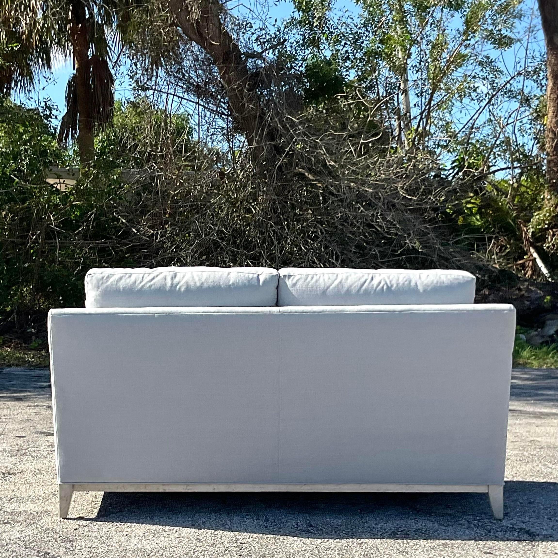 Vintage Contemporary Costal Custom Sofa In Good Condition For Sale In west palm beach, FL