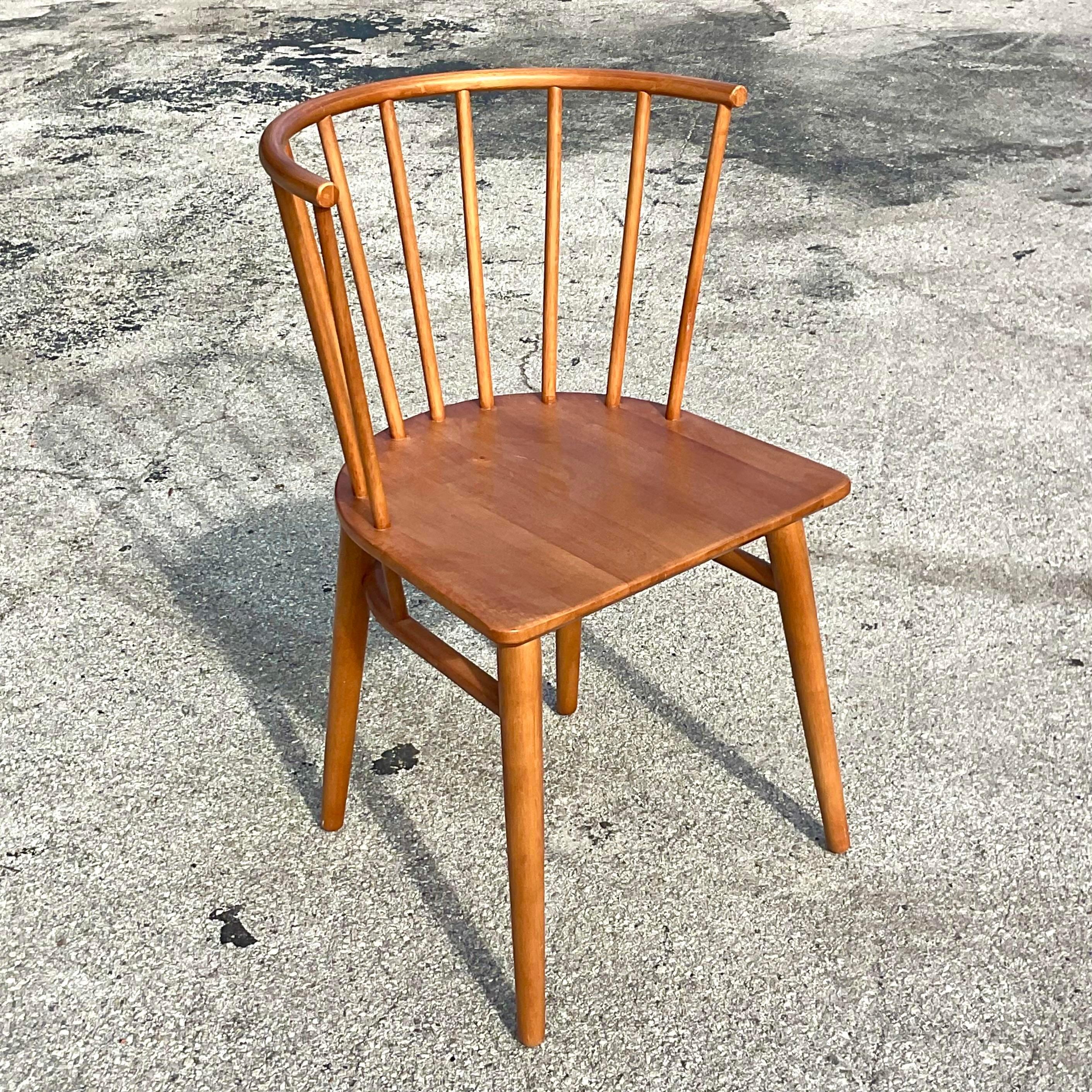 Wood Vintage Contemporary Curved Back Chair For Sale