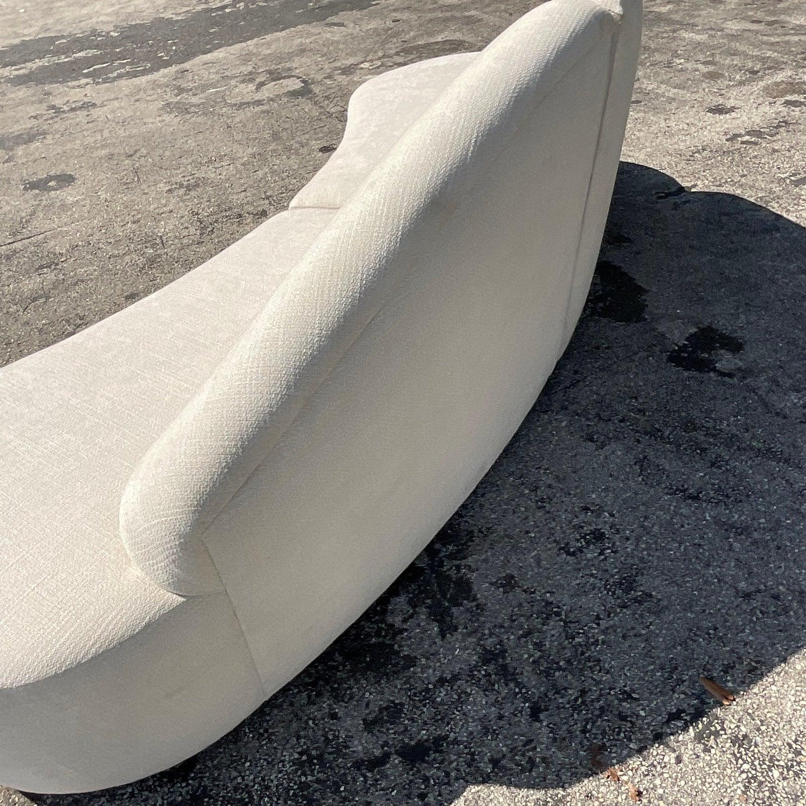 Vintage Contemporary Custom Built Biomorphic Boucle Sofa For Sale 1