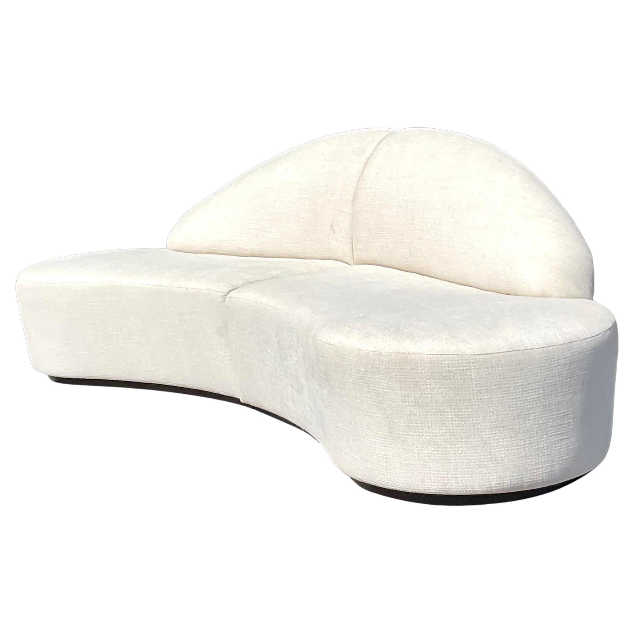 Vintage Contemporary Custom Built Biomorphic Boucle Sofa For Sale