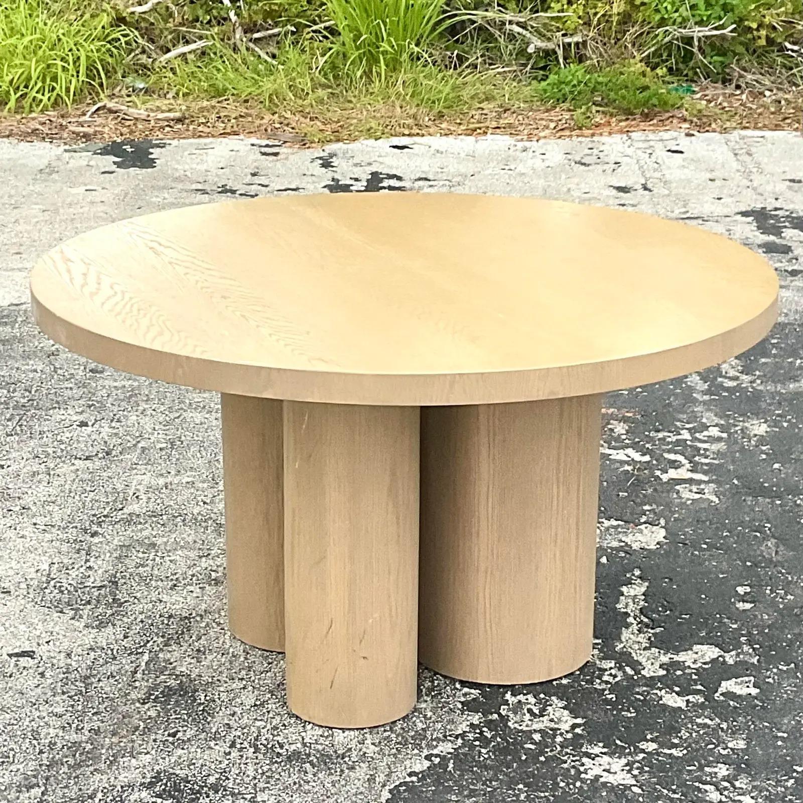 North American Vintage Contemporary Custom Cerused Dining Table For Sale