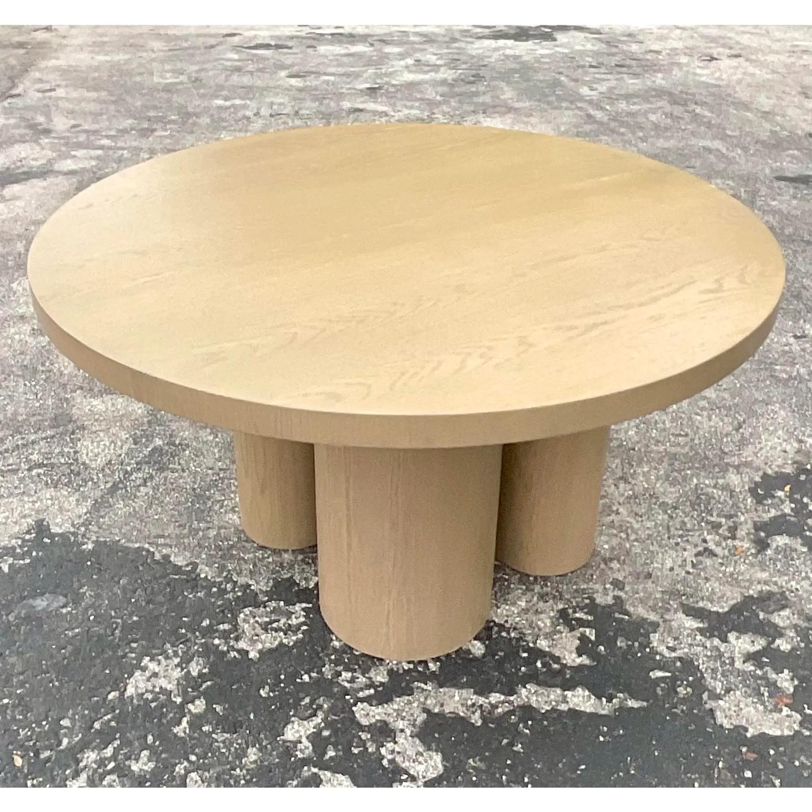 Vintage Contemporary Custom Cerused Dining Table For Sale 1