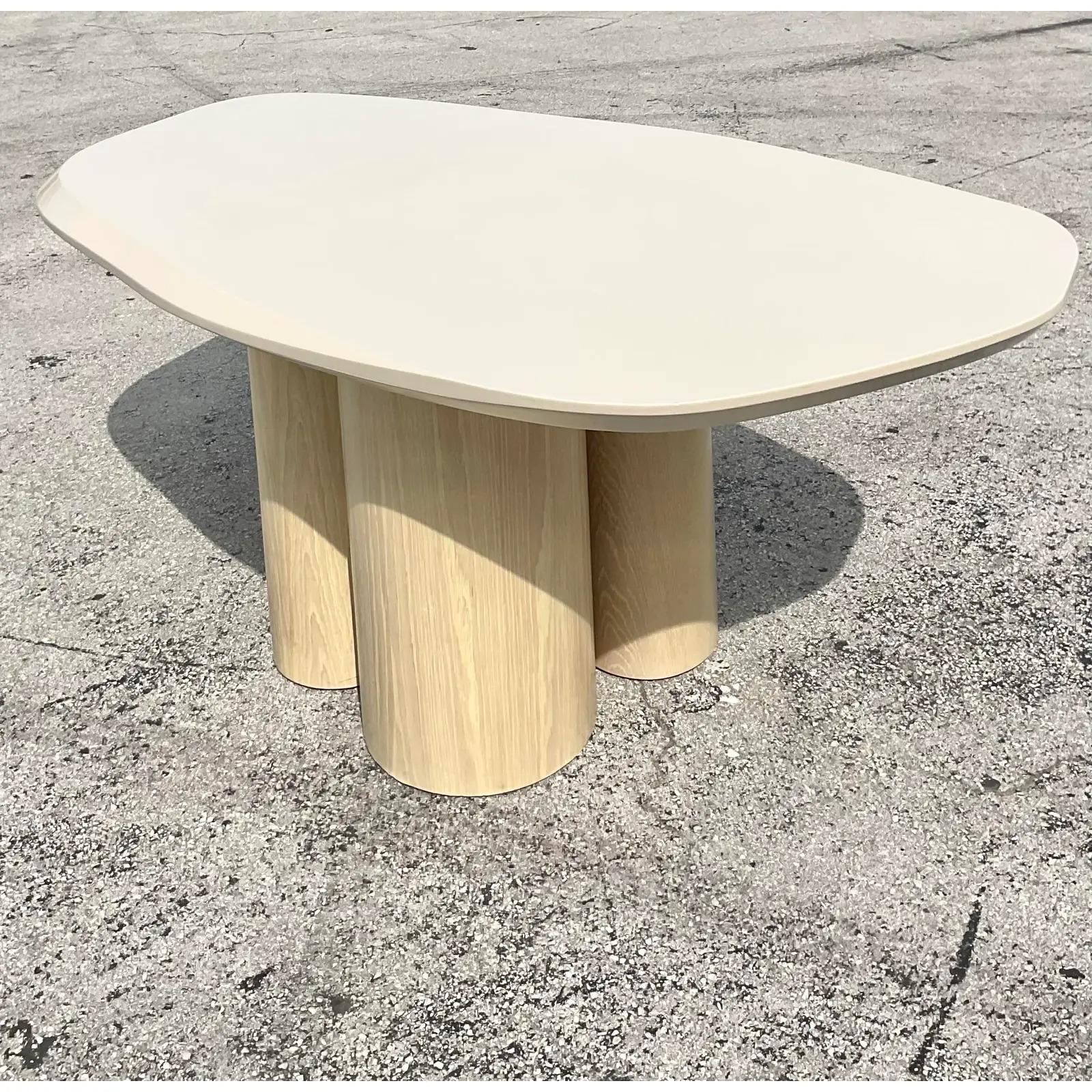 Vintage Contemporary Custom Faceted Dining Table In Good Condition In west palm beach, FL