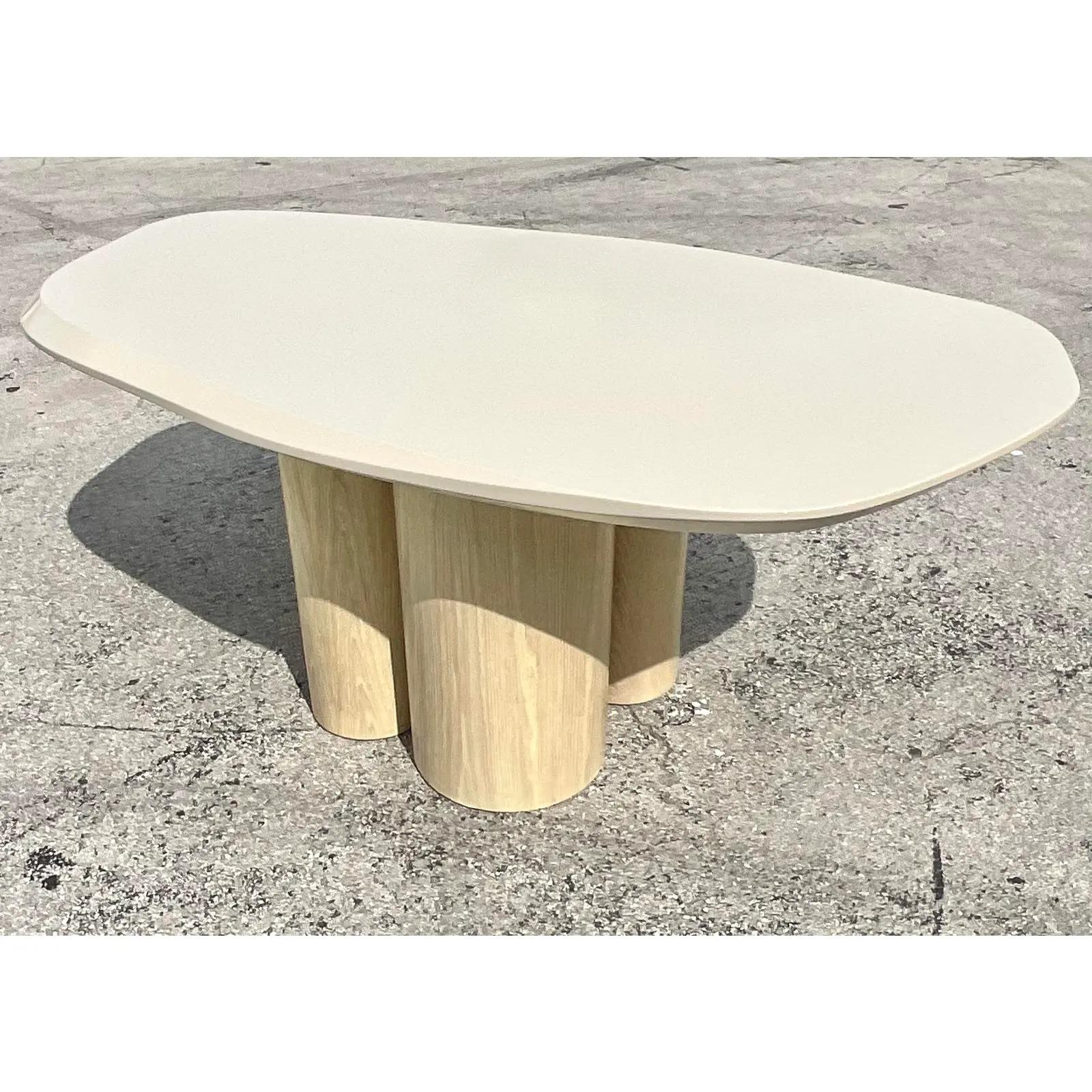 Oak Vintage Contemporary Custom Faceted Dining Table