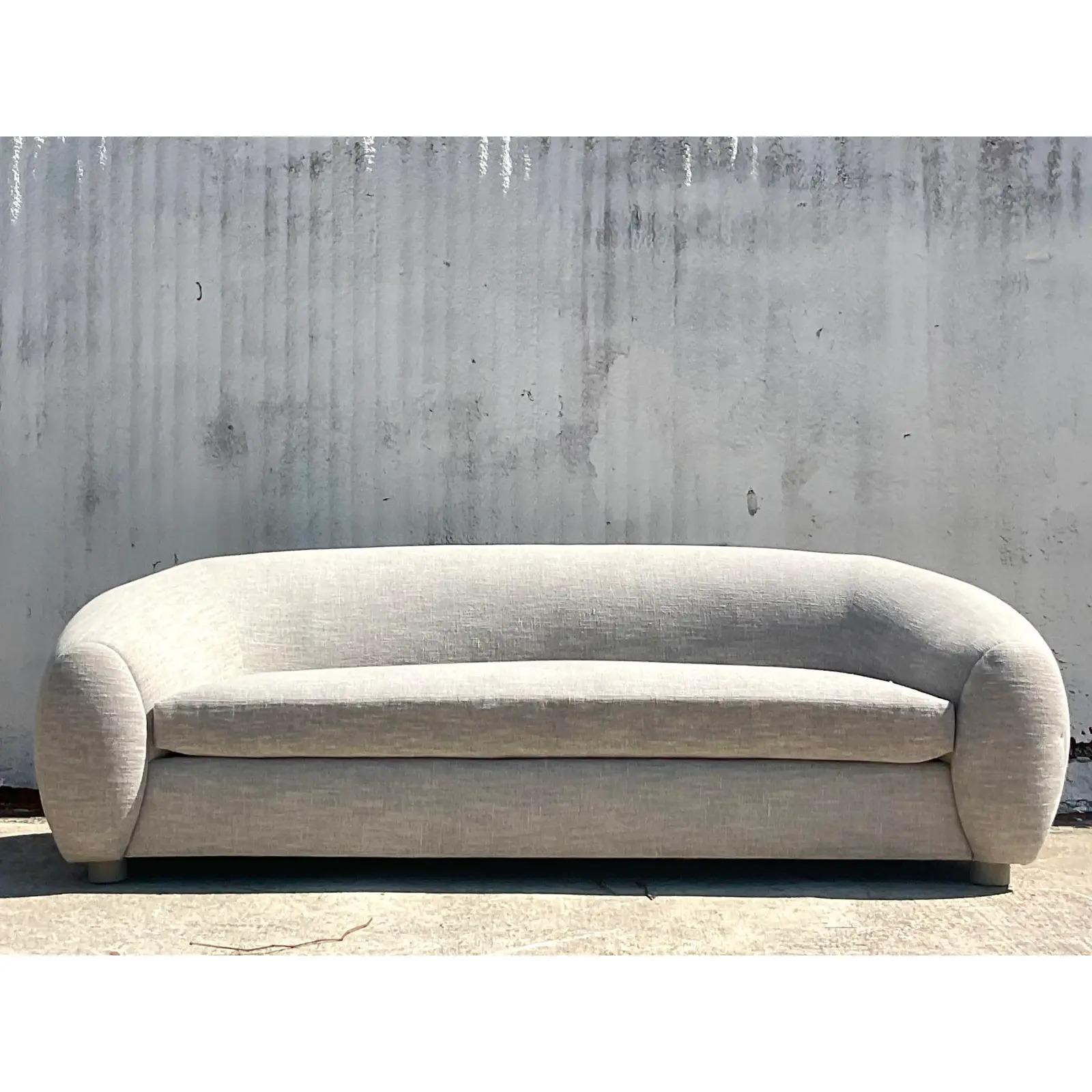 Fabric Vintage Contemporary Custom Ferrell Mittman “Hana” Sofa