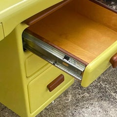 Vintage Contemporary Custom Lacquered Chartreuse Biomorphic Desk