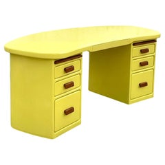 Vintage Contemporary Custom Lacquered Chartreuse Biomorphic Desk