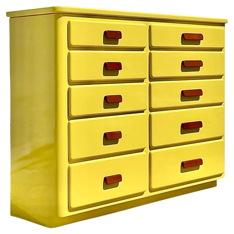 Vintage Contemporary Custom Lacquered Tall Chest of Drawers For Sale at