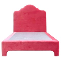 Vintage Contemporary Custom Queen Pink Velvet Platform Bed