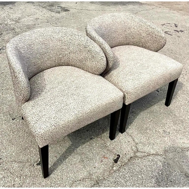20th Century Vintage Contemporary Custom Upholstered Side Chairs, a Pair