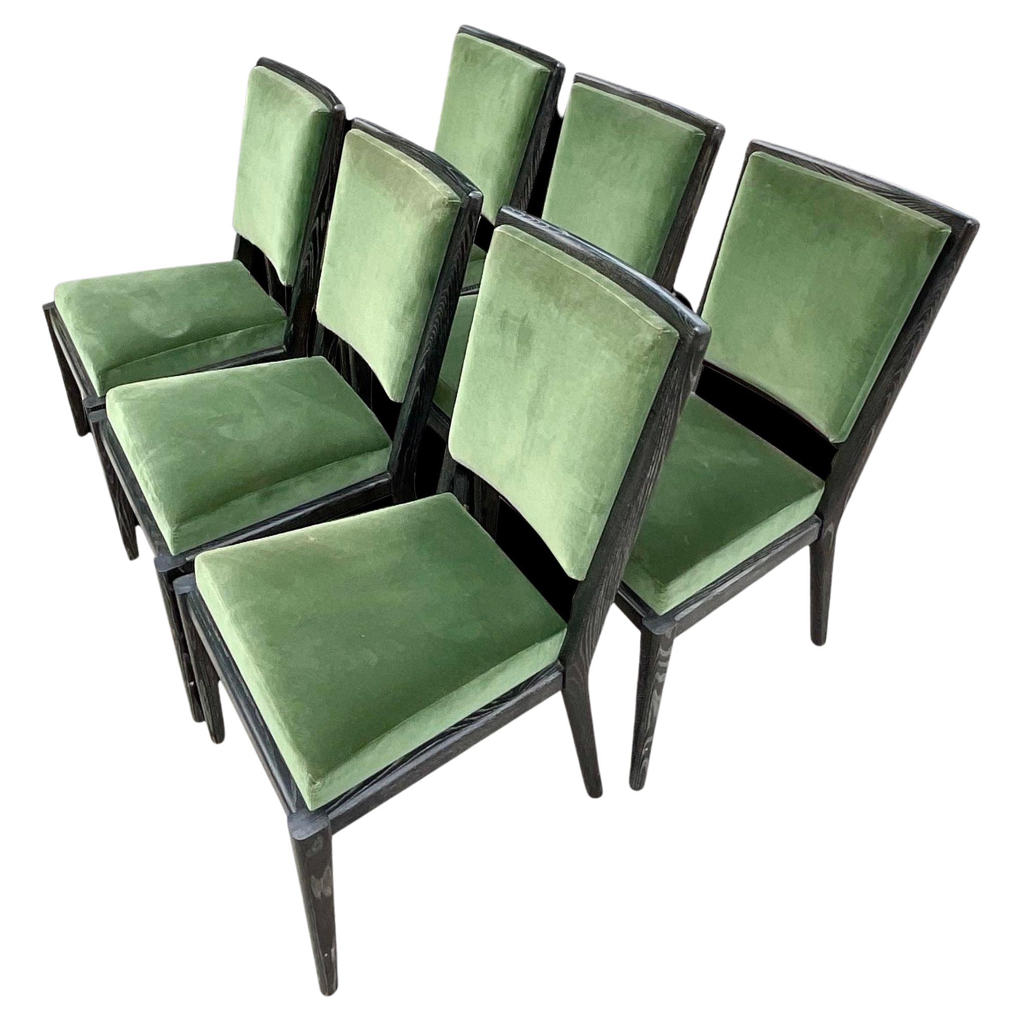 Vintage Contemporary David Iatesta Ash Wood “Avenue” Dining Chairs, Set of 6