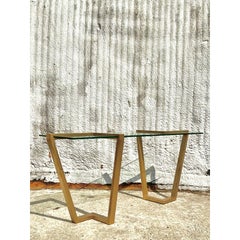 Vintage Contemporary Dia Brass Band Console Table