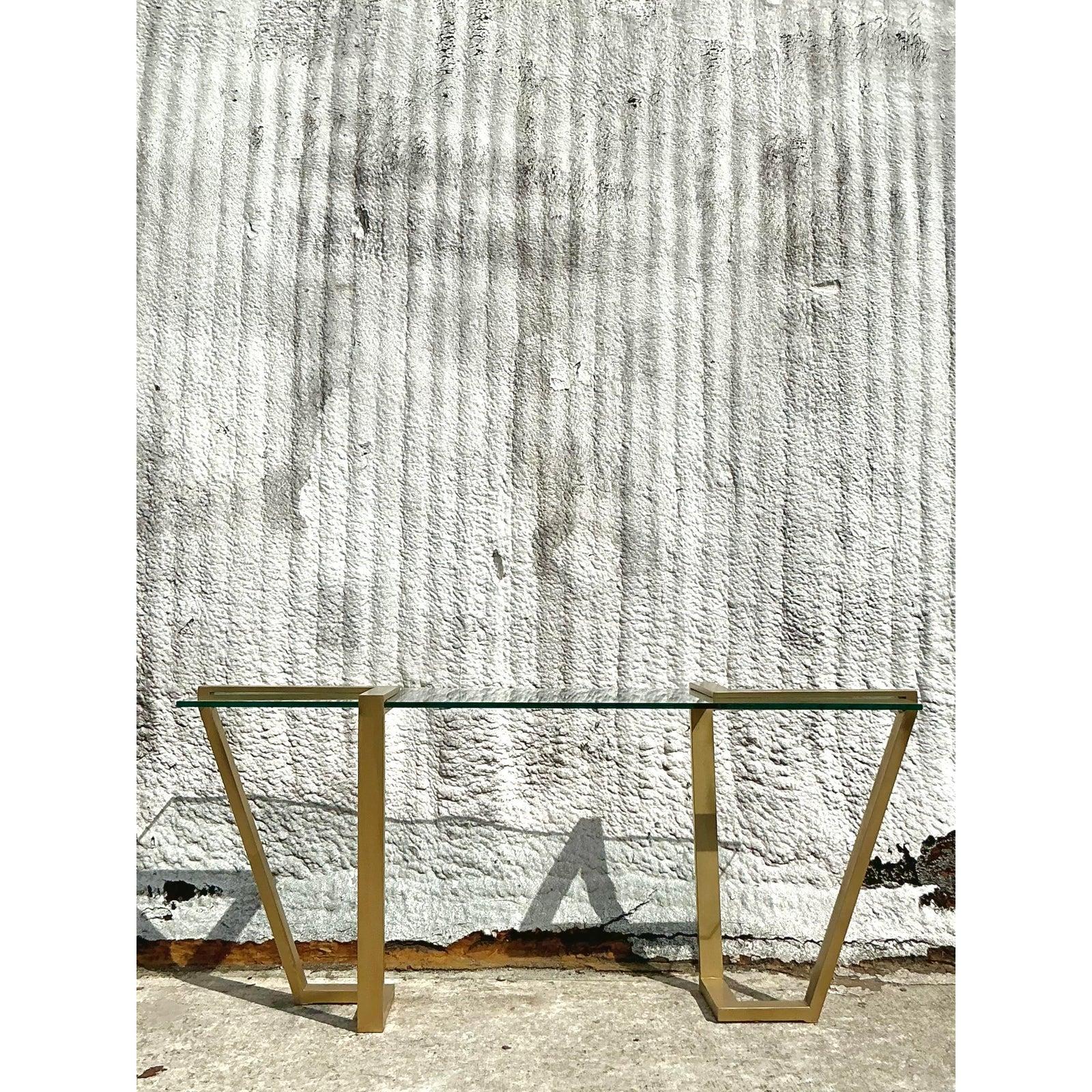 Vintage Contemporary Dia Brass Band Konsolentisch im Angebot 1