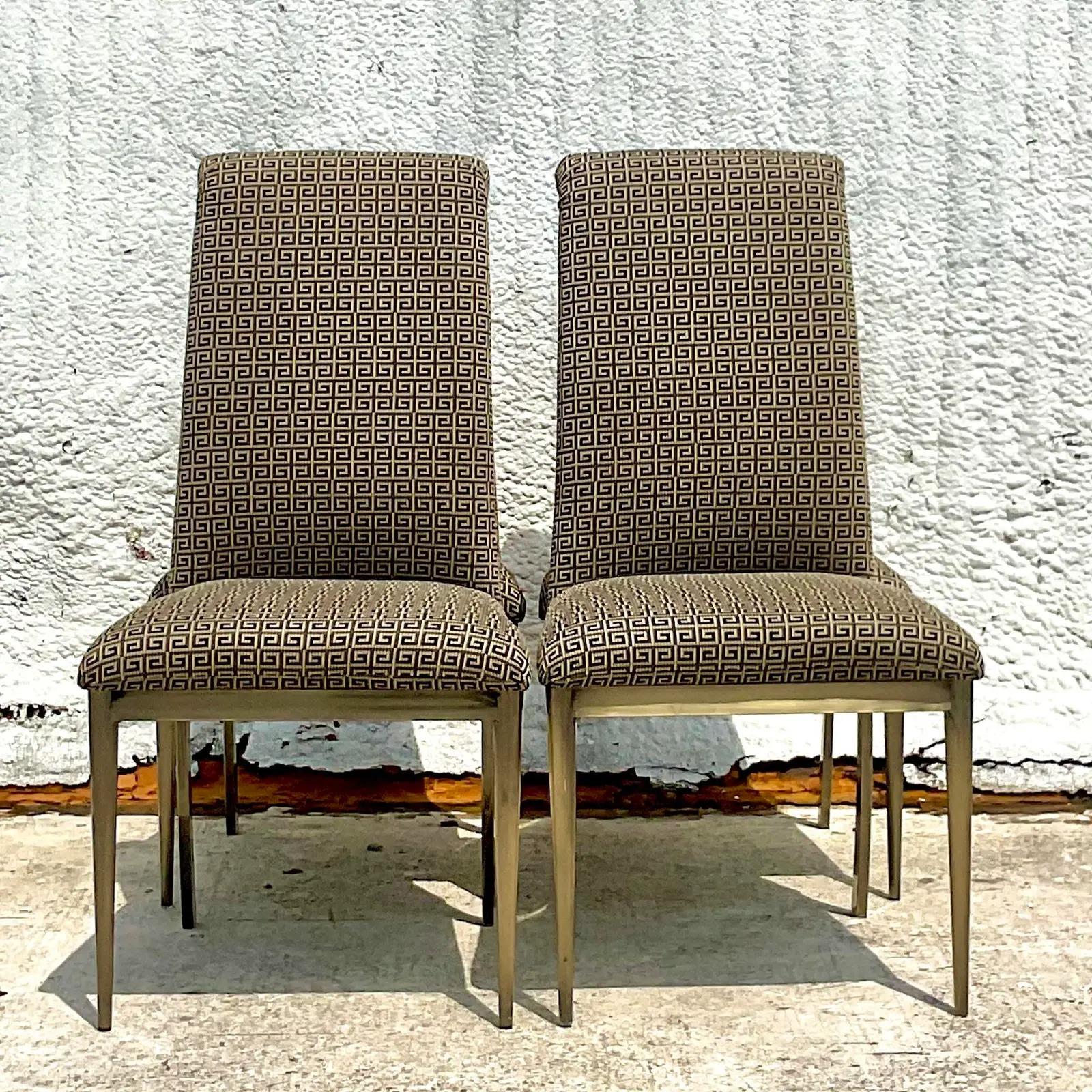 Zeitgenössische Dia-Esszimmerstühle aus brüniertem Messing - 4er-Set im Zustand „Gut“ im Angebot in west palm beach, FL