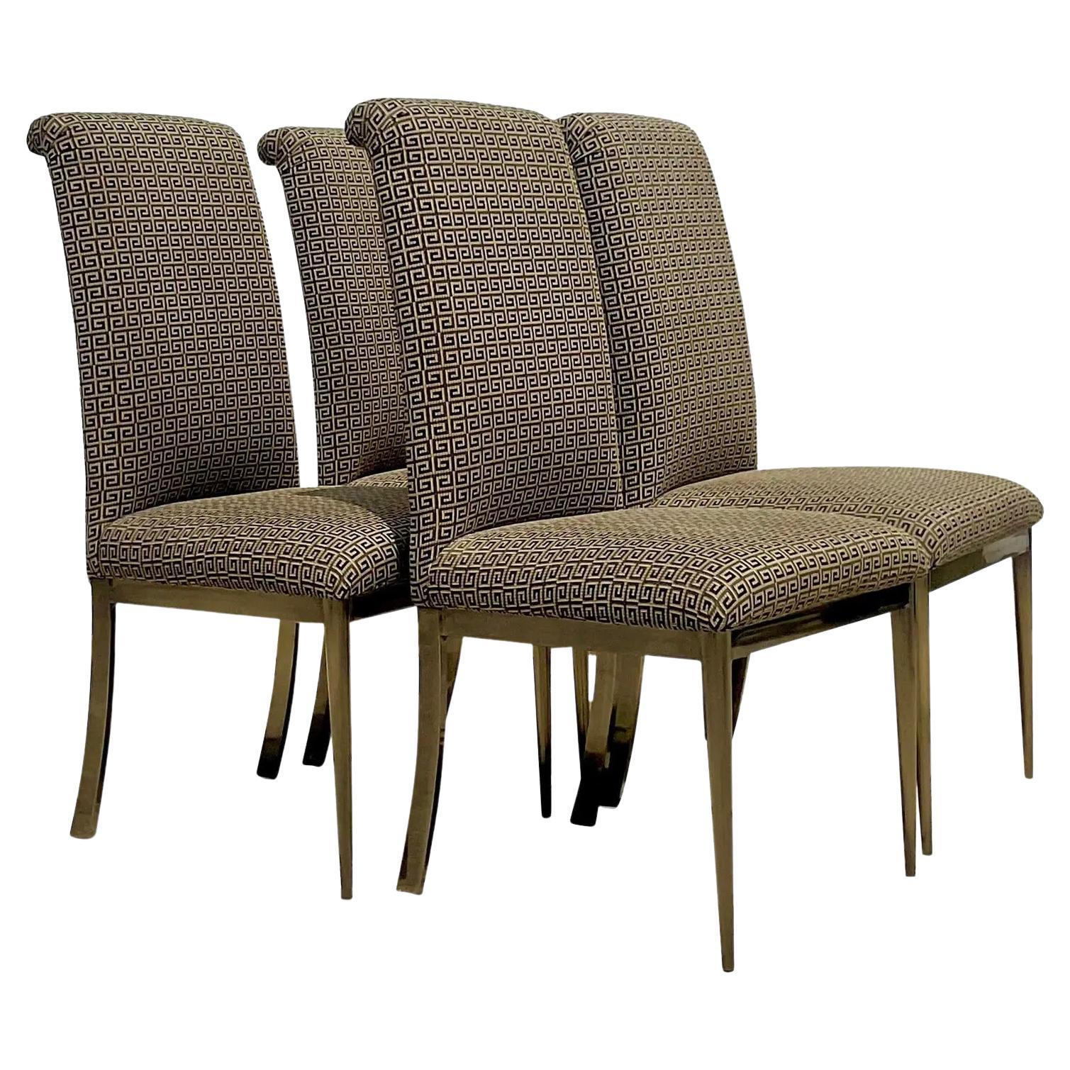 Vintage Contemporary Dia Burnished Brass Dining Chairs - Set of 4 For Sale