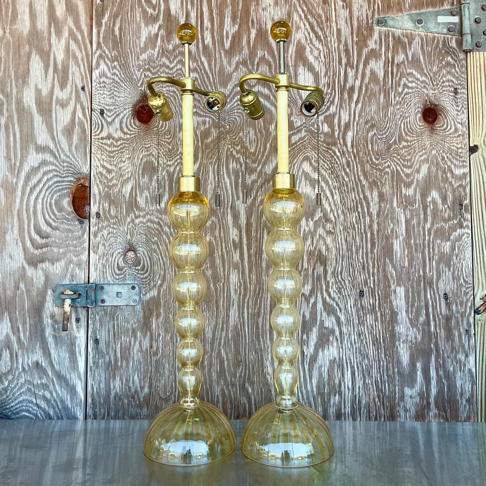 Vintage Contemporary Donghia Murano Glass Table Lamps, a Pair 4