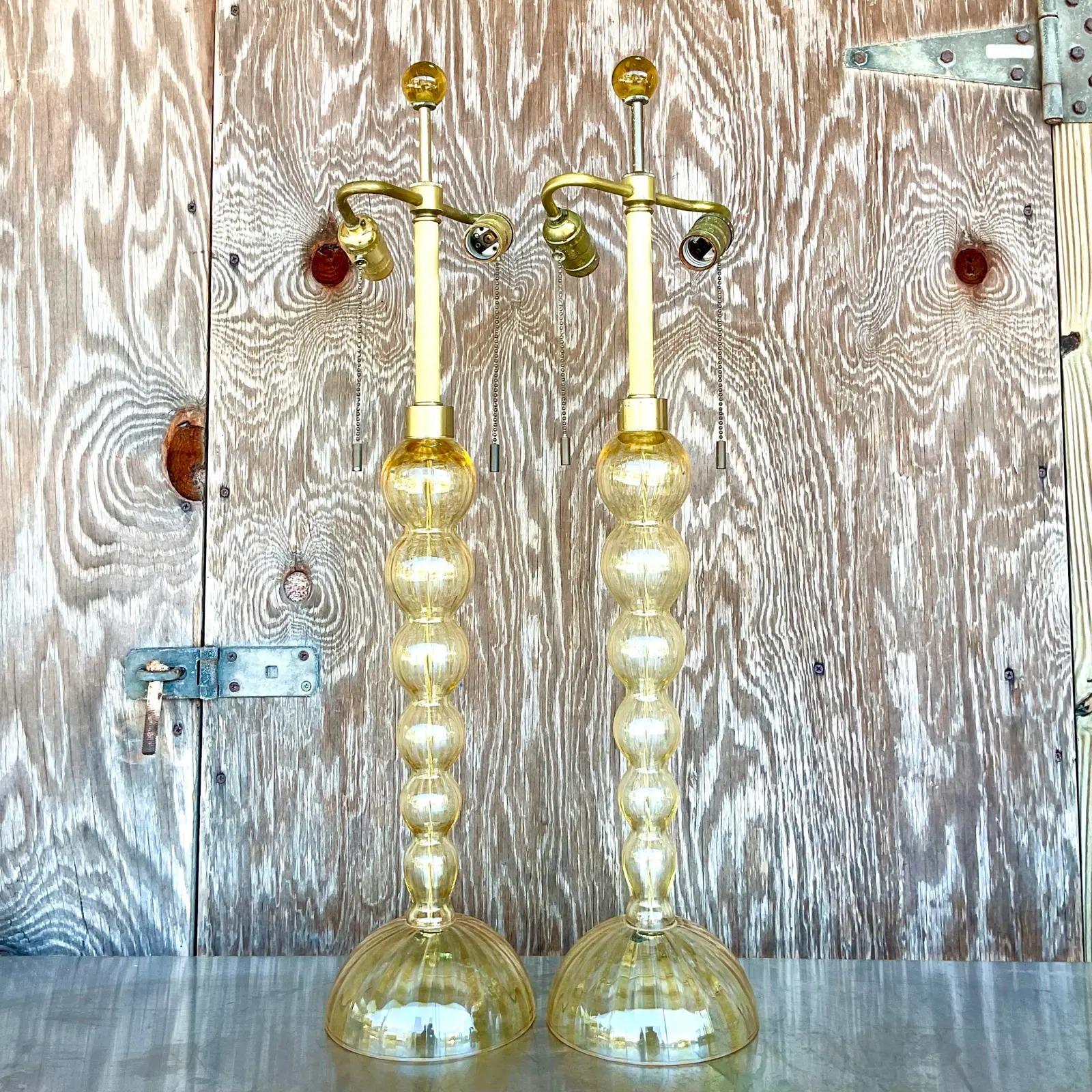 Vintage Contemporary Donghia Murano Glass Table Lamps, a Pair 2