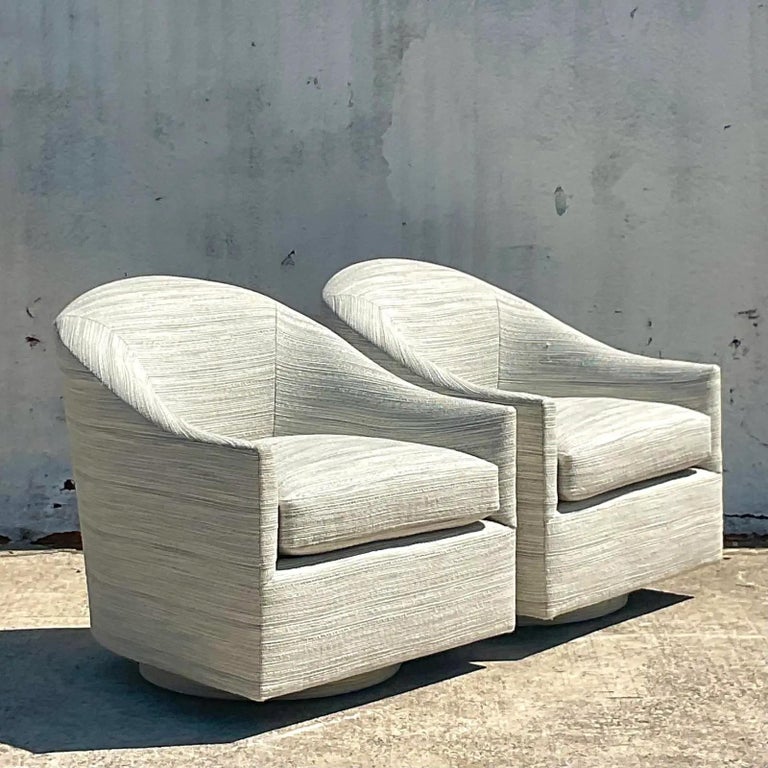 Vintage Contemporary Ferrell Mittman “Doris” Swivel Chairs, a Pair For