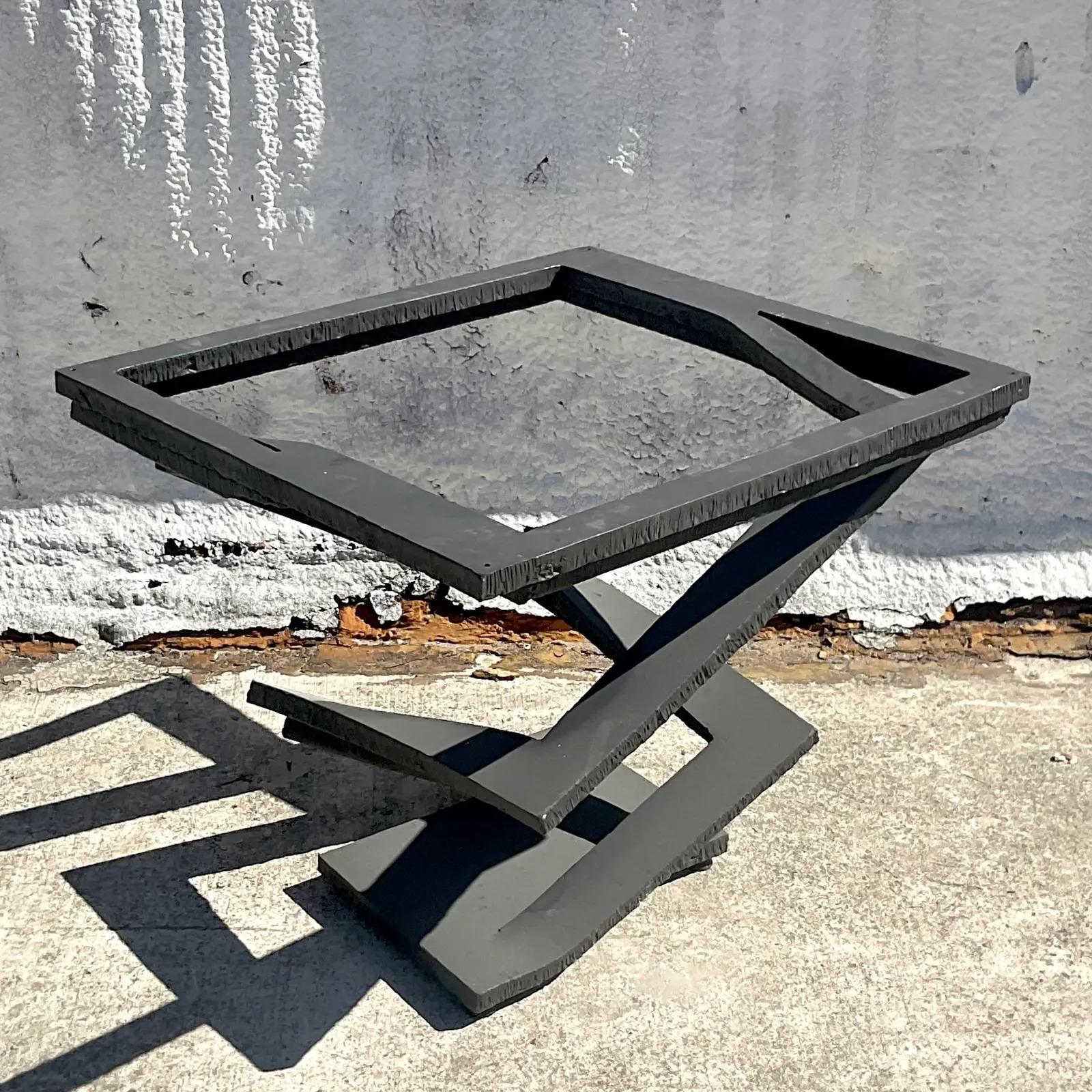 20th Century Vintage Contemporary “Fleur De Fer” Steel Dining Table Pedestal After Roche Bobo