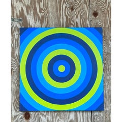 Pintura al óleo original geométrica contemporánea vintage