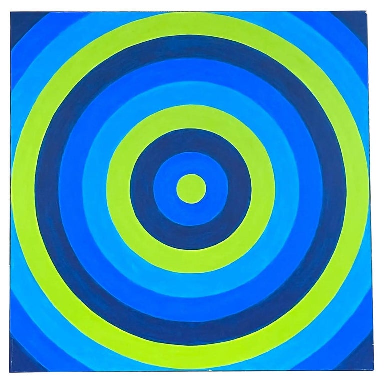 Vintage Contemporary Geometric Original Oil Painting For Sale at 1stDibs