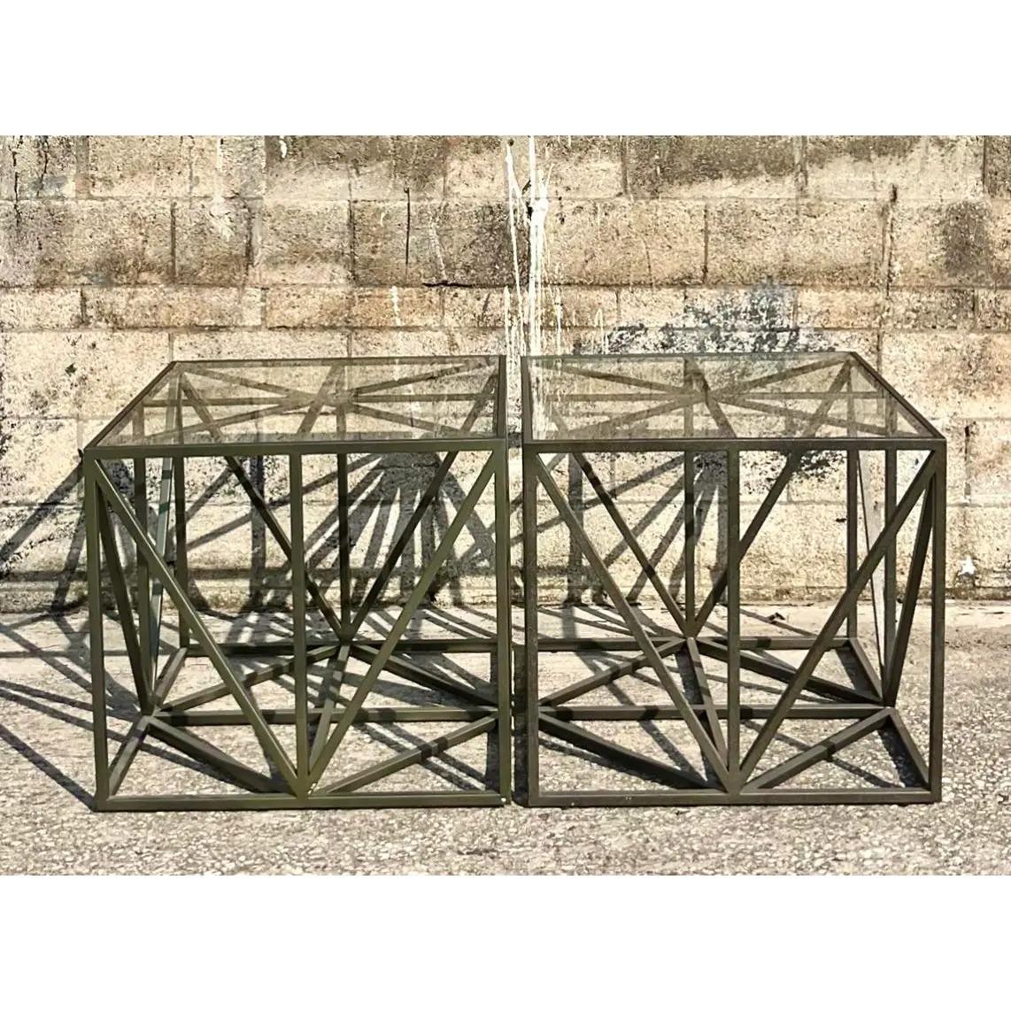 20th Century Vintage Contemporary Girder Side Tables - a Pair For Sale