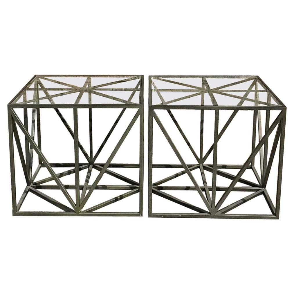 Paire de tables d'appoint Girder contemporaines vintage
