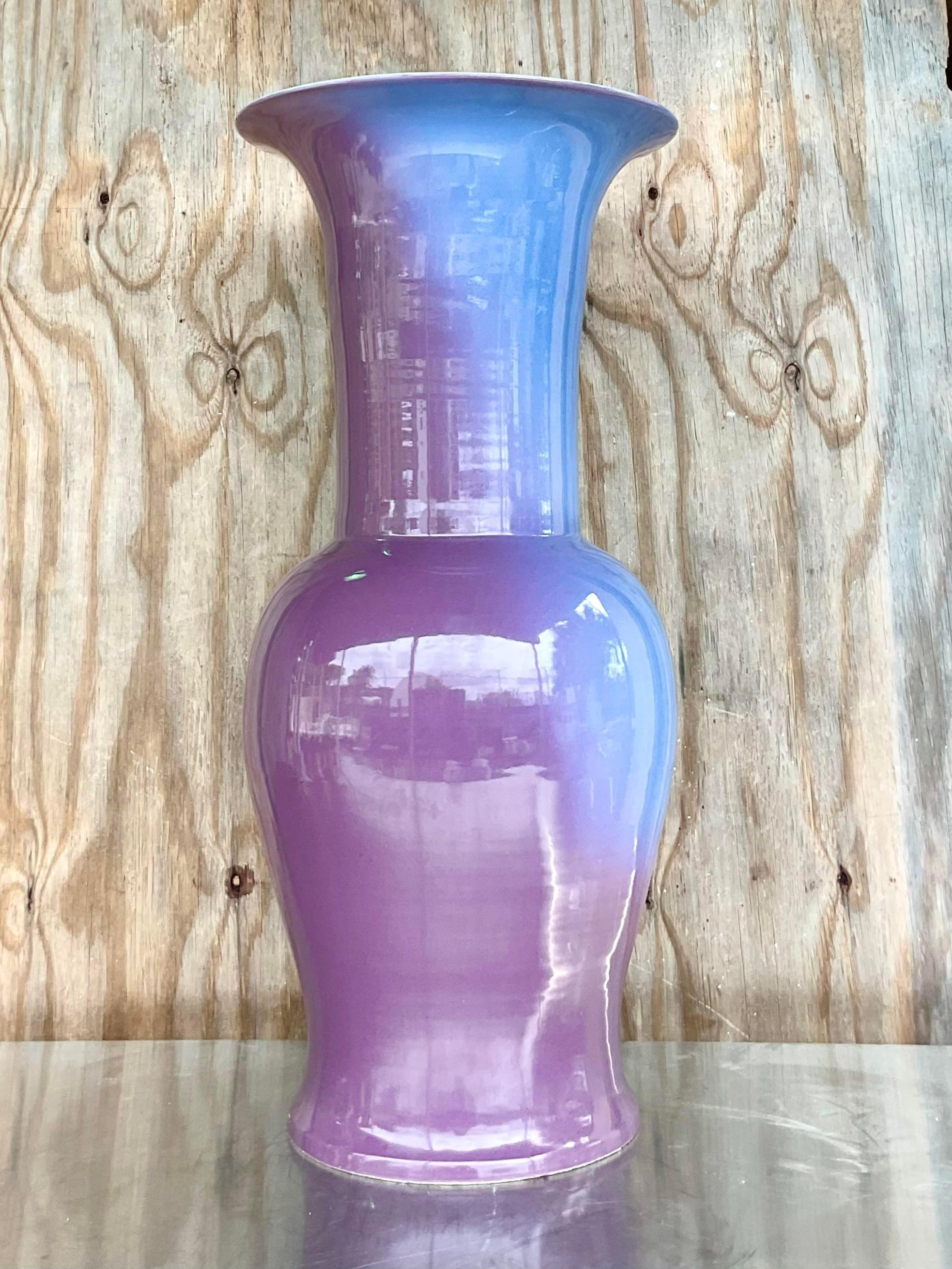 20th Century Vintage Contemporary Glazed Ombre Ceramic Vase For Sale