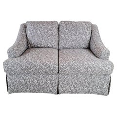 Vintage Contemporary Gray Leaf Print Fabric Loveseat