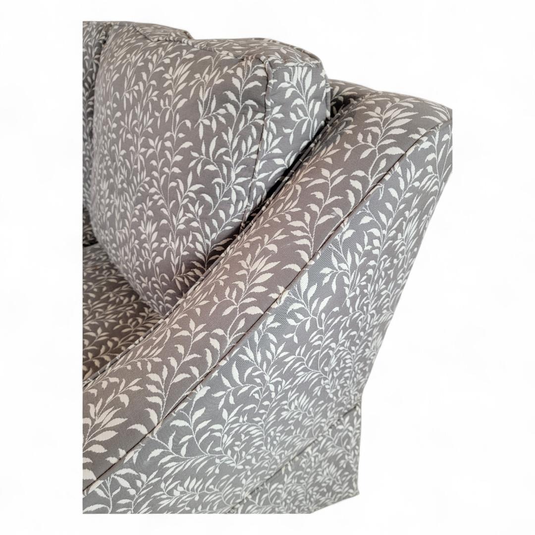 Sofá contemporáneo vintage de tela gris con estampado de hojas Desconocido en venta