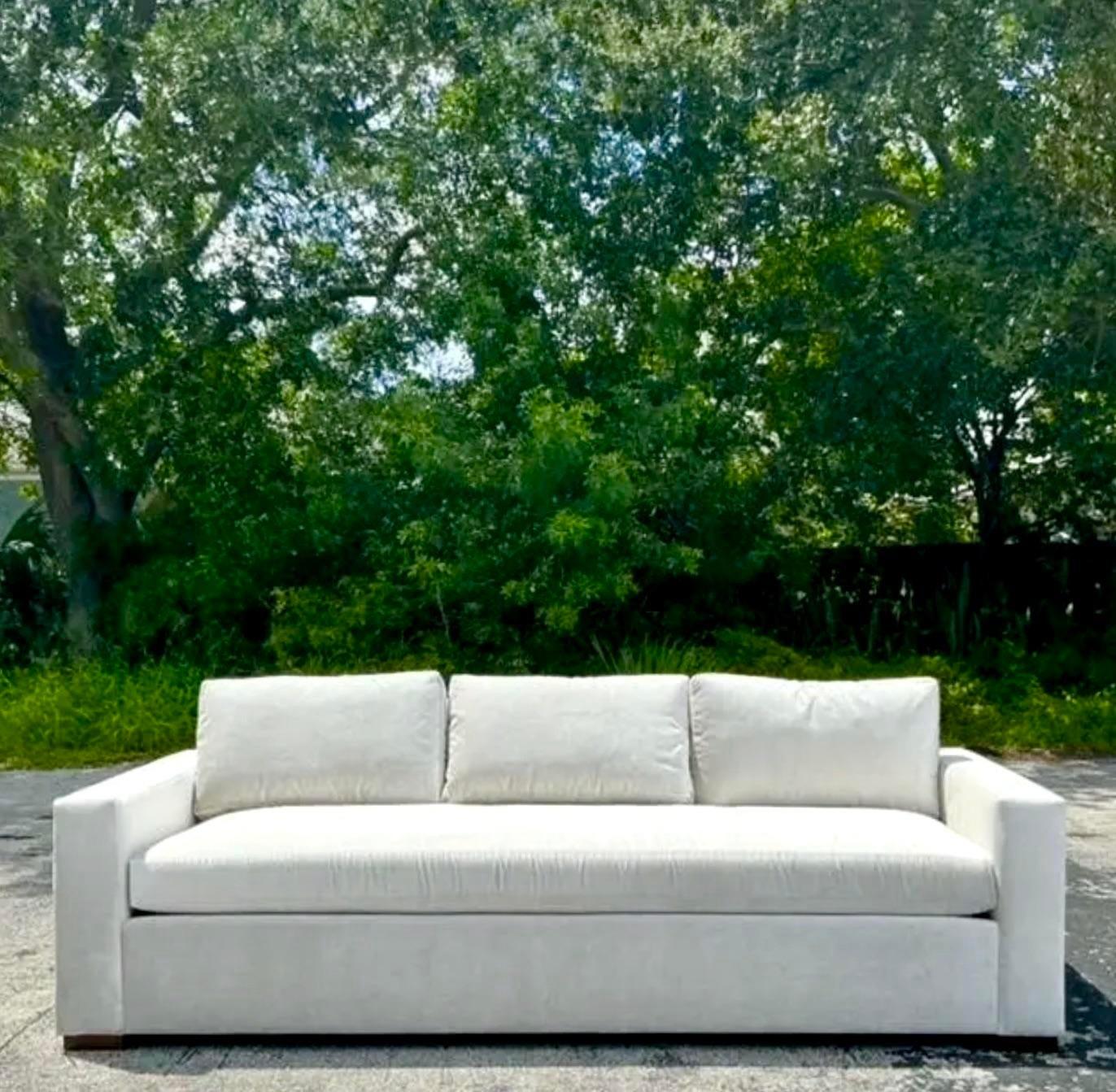 Fabric Vintage Contemporary Hickory Chair Flat Arm Sofa For Sale