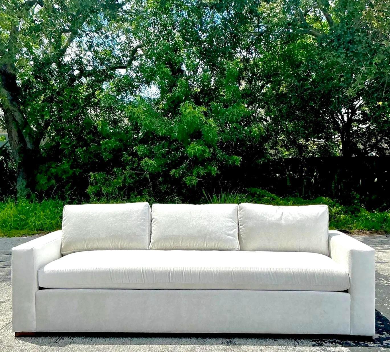 Vintage Contemporary Hickory Chair Flat Arm Sofa For Sale 1