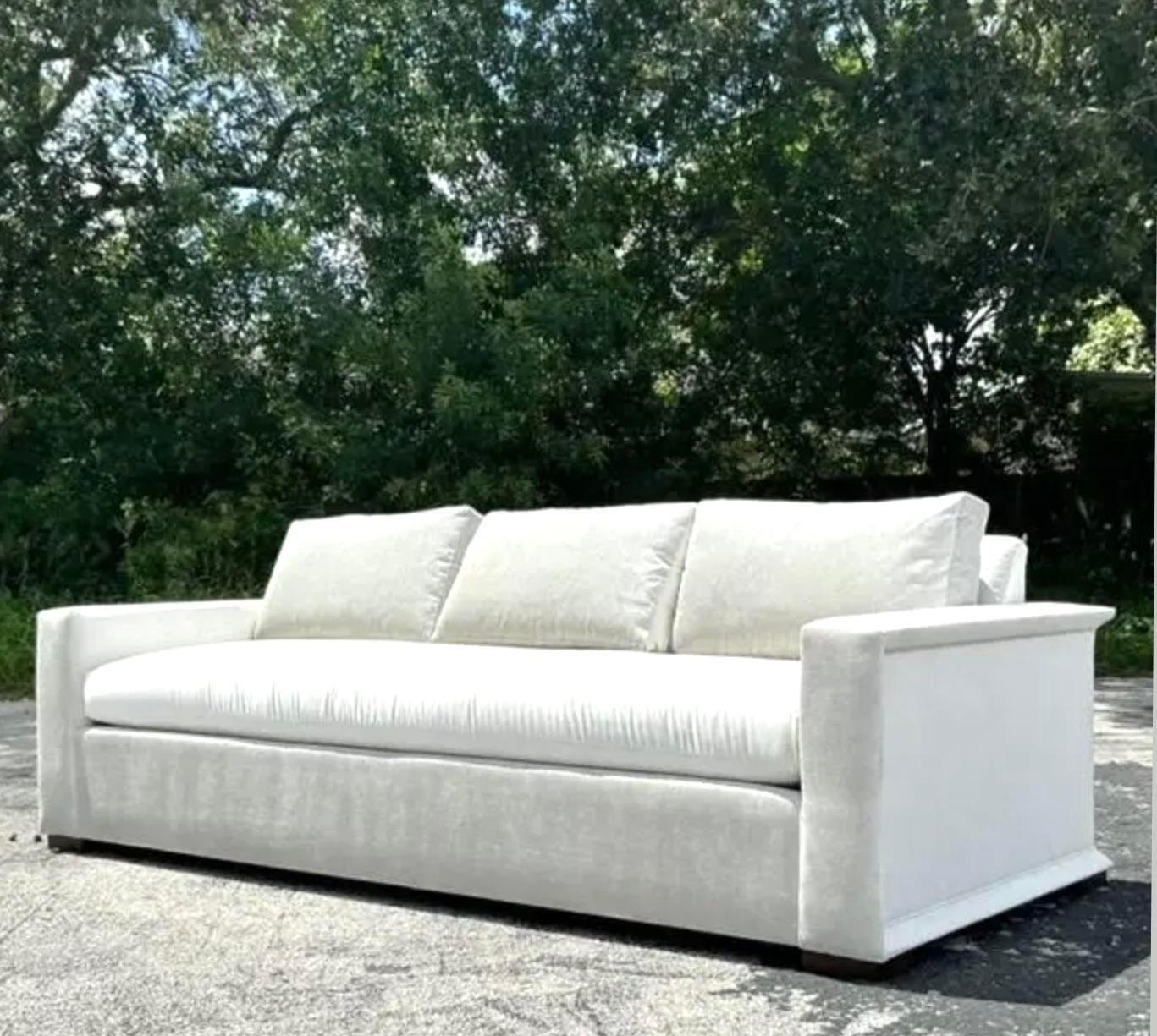 Vintage Contemporary Hickory Chair Flat Arm Sofa For Sale 2