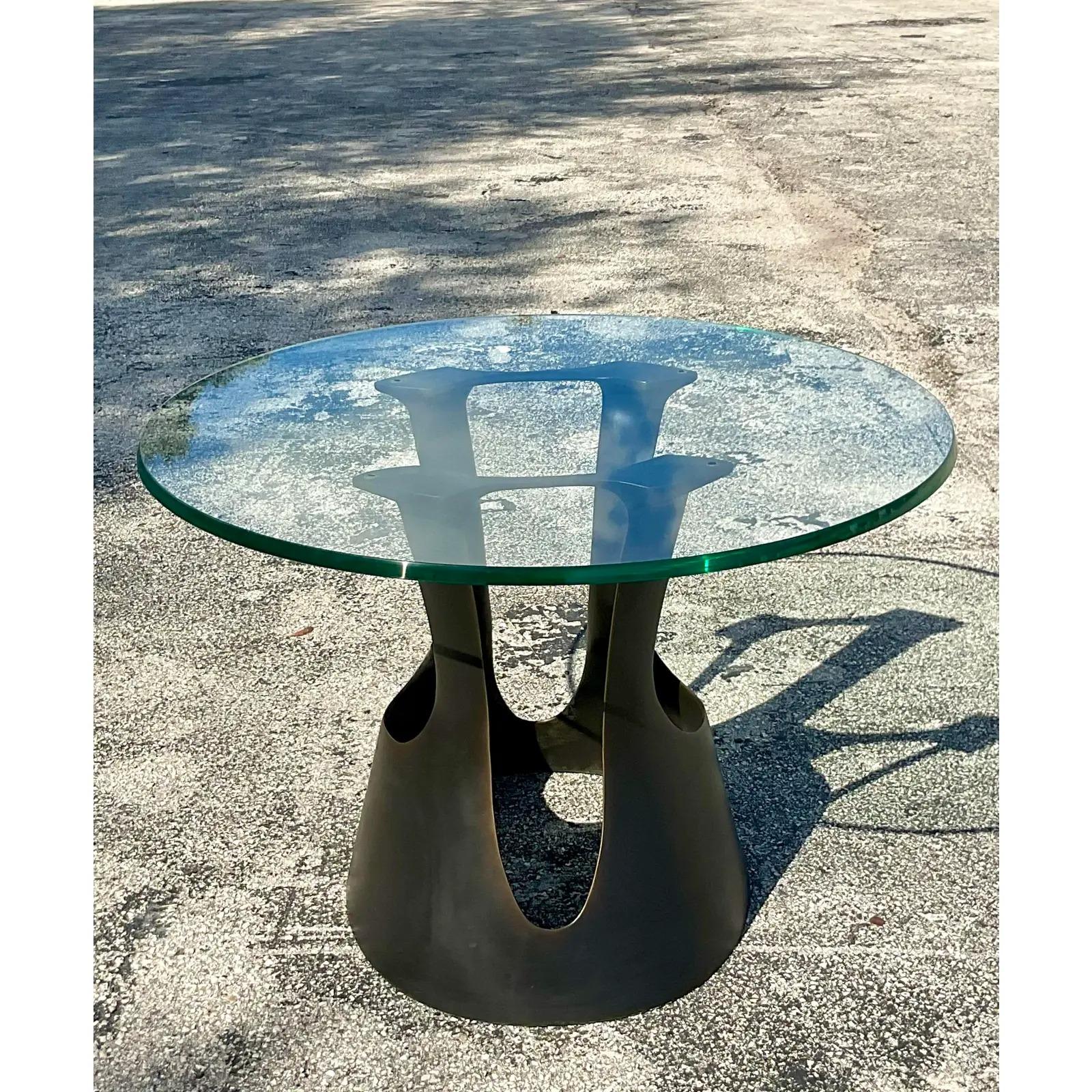 Holly Hunt Ripple Table Vintage Contemporary Holly Hunt “Gunsight” Bronze Table at 1stDibs