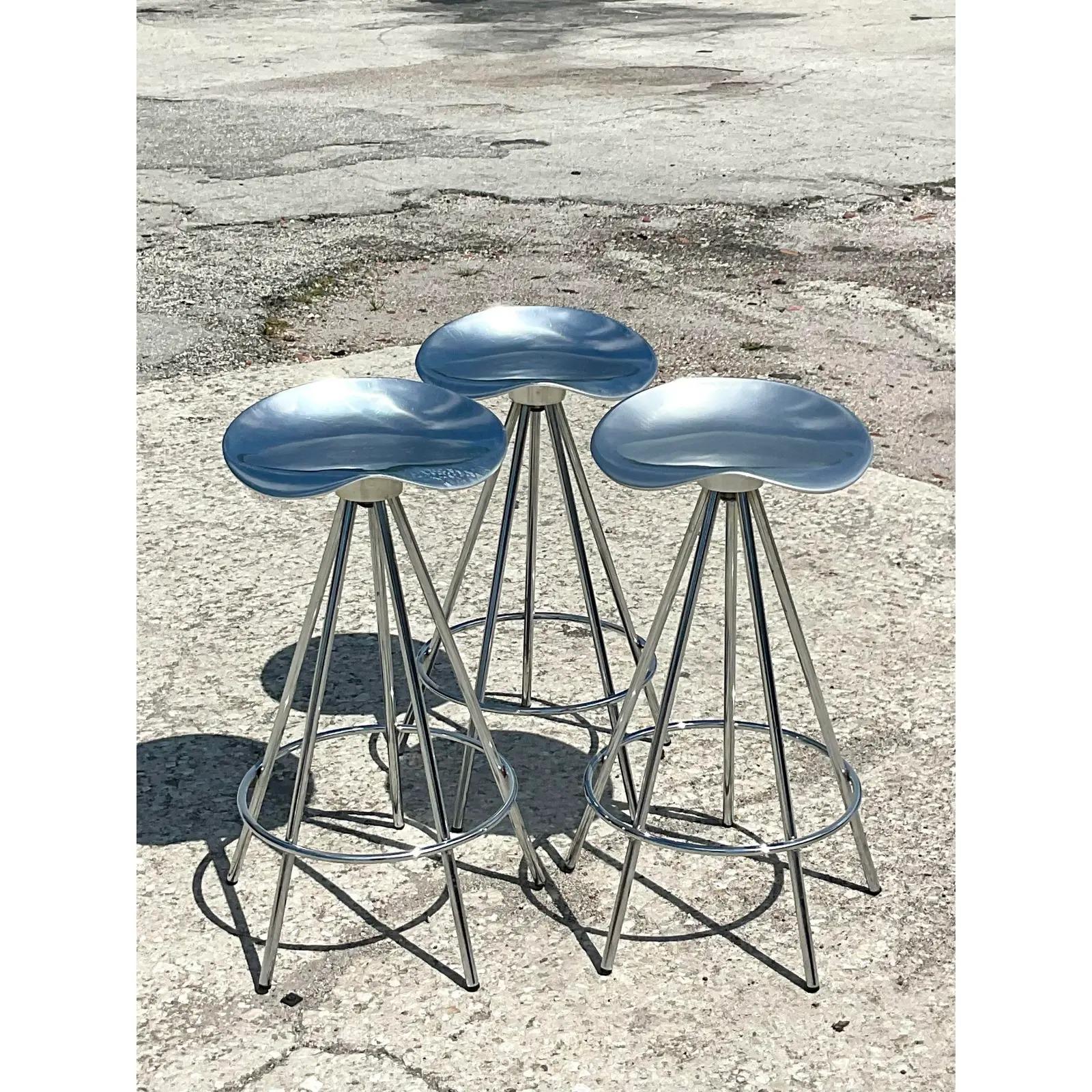 Vintage Contemporary Jamaica Stools by Pepe Cortes for Amat, Set of Three In Good Condition In west palm beach, FL