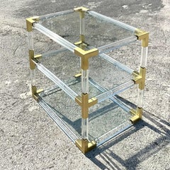 Vintage Contemporary Jonathan Adler “Jacques” Two Tier Lucite Side Table