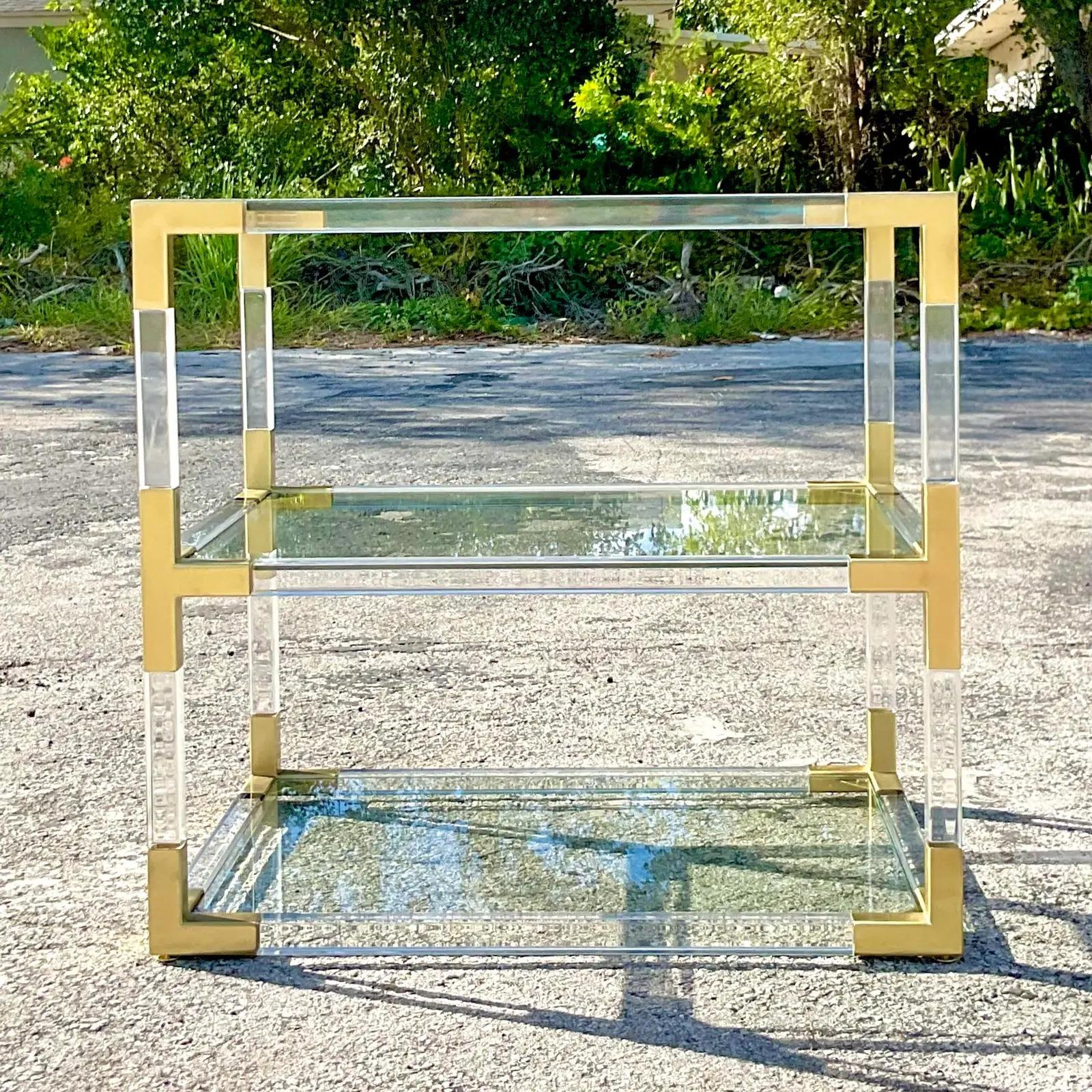20th Century Vintage Contemporary Jonathan Adler “Jacques” Two Tier Lucite Side Table
