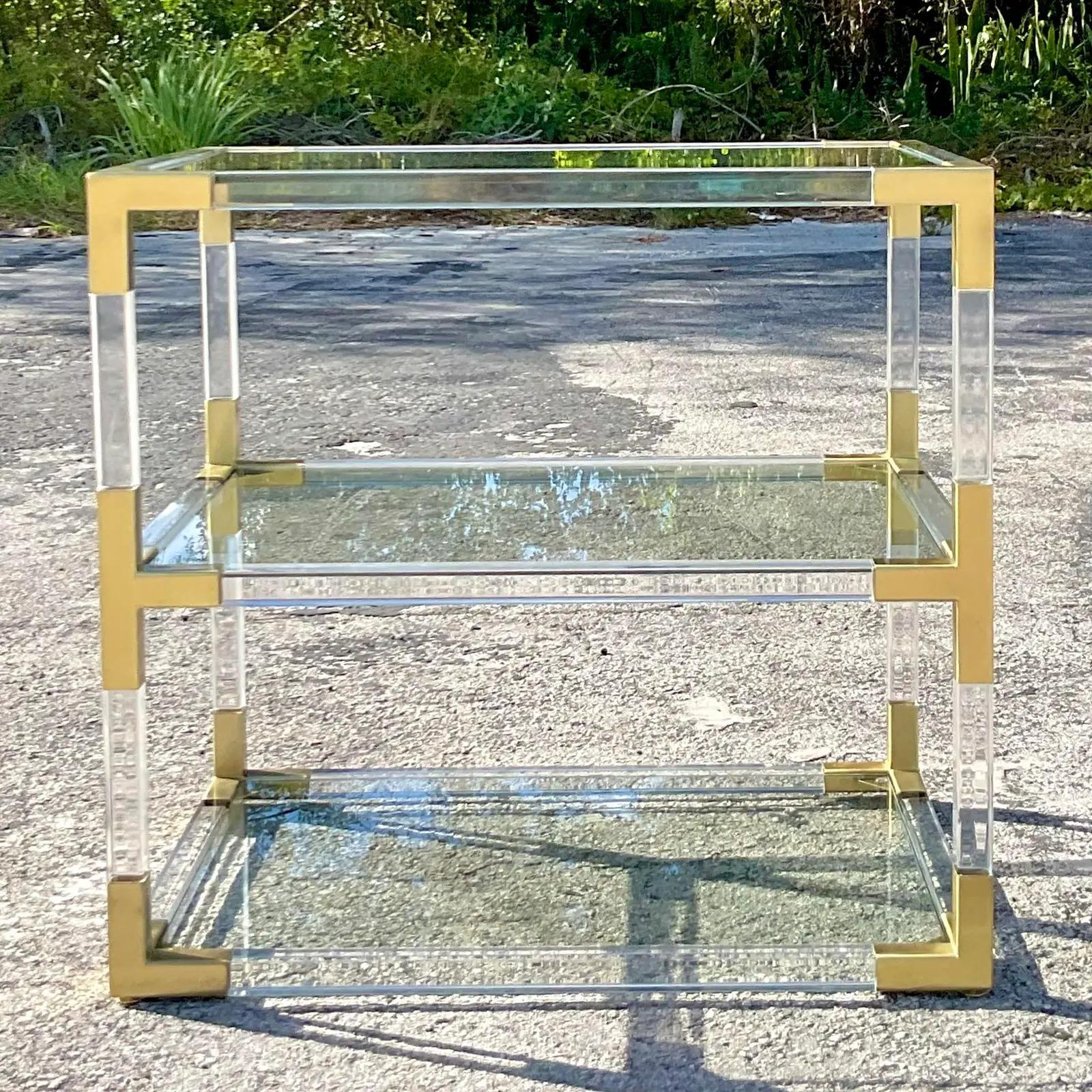 Vintage Contemporary Jonathan Adler “Jacques” Two Tier Lucite Side Table 2