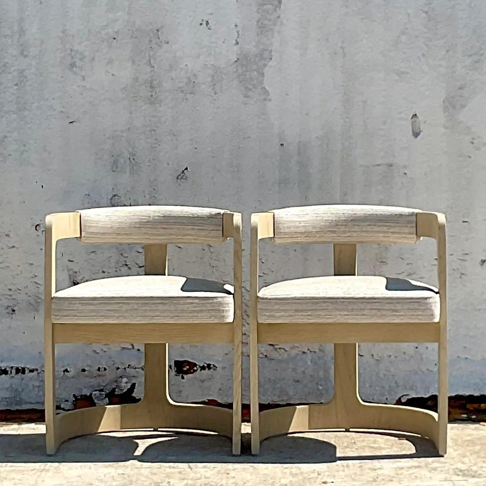Vintage Contemporary Kelly Wearstler Cerused Oak Zuma Chairs, a Pair 6