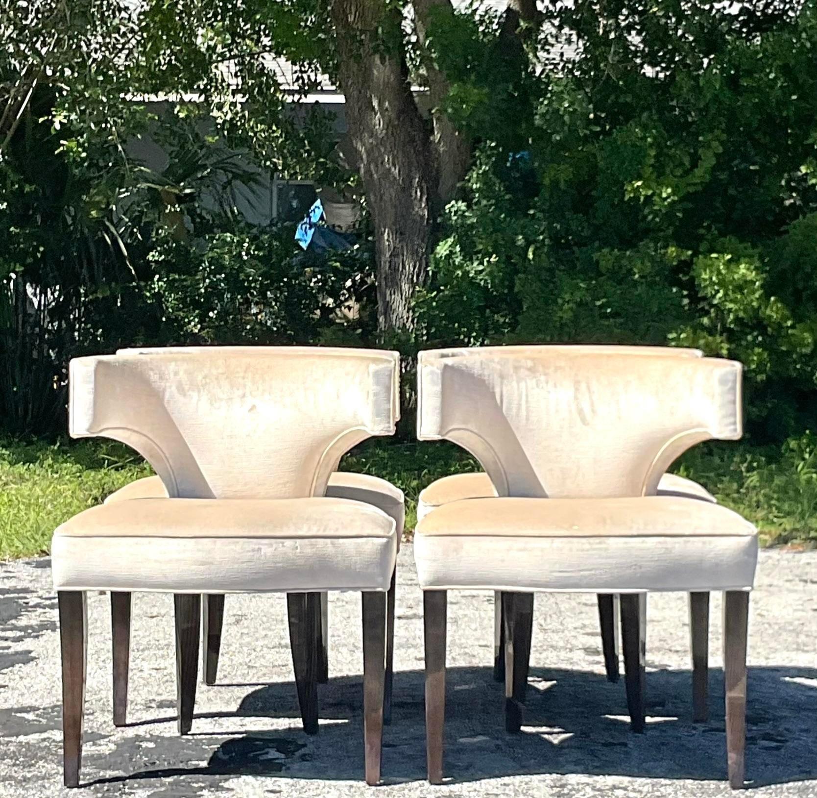 American Vintage Contemporary Klismos Style Nailhead Dining Chairs - Set of 4